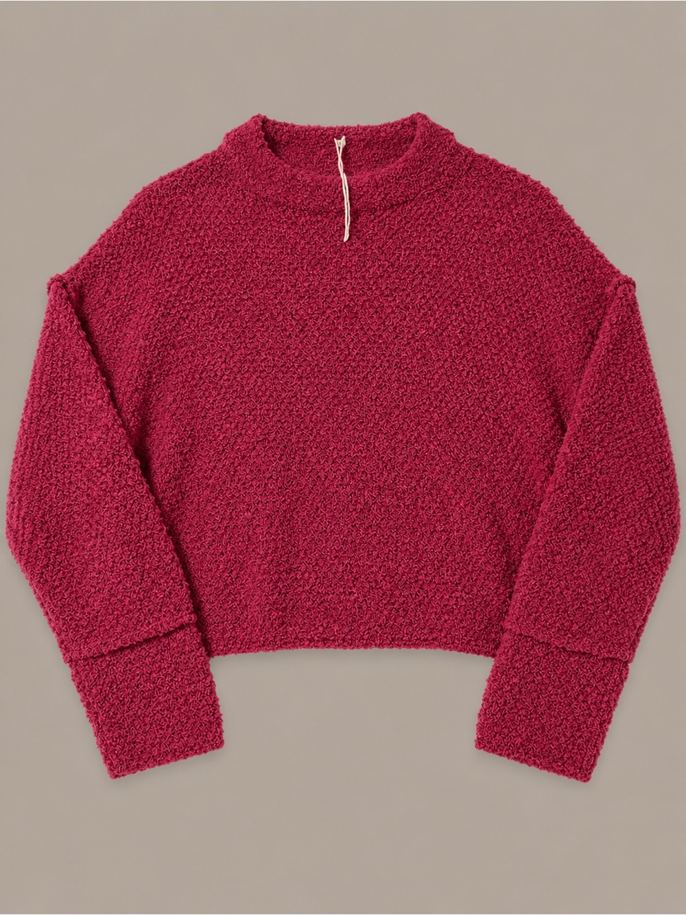Chelsea & Violet Berry Bouclé Cropped Mock Neck Sweater